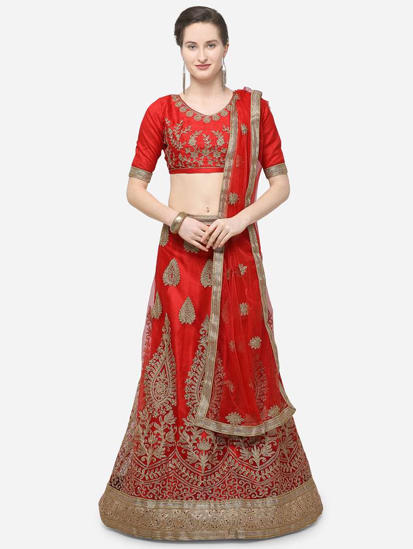 zari embroidered a-line lehenga