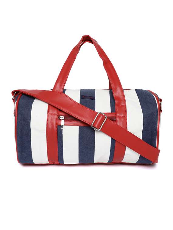 multi colored canvas dufflebag