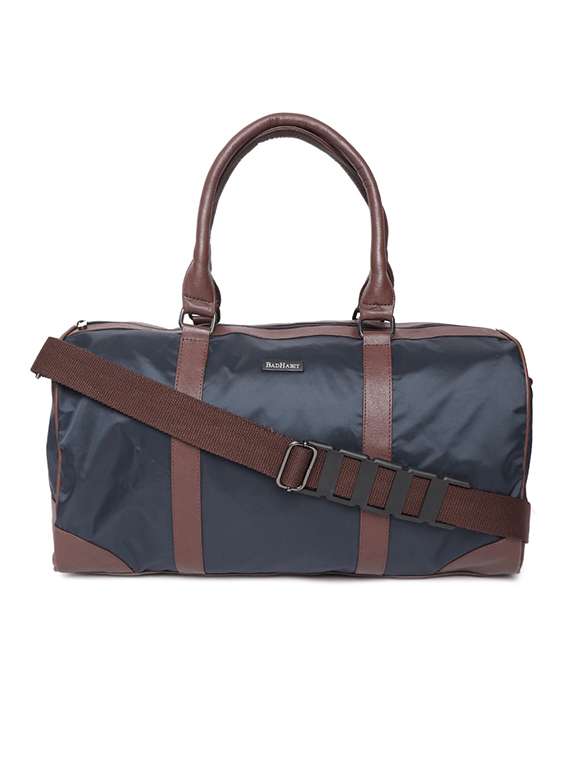 blue canvas dufflebag