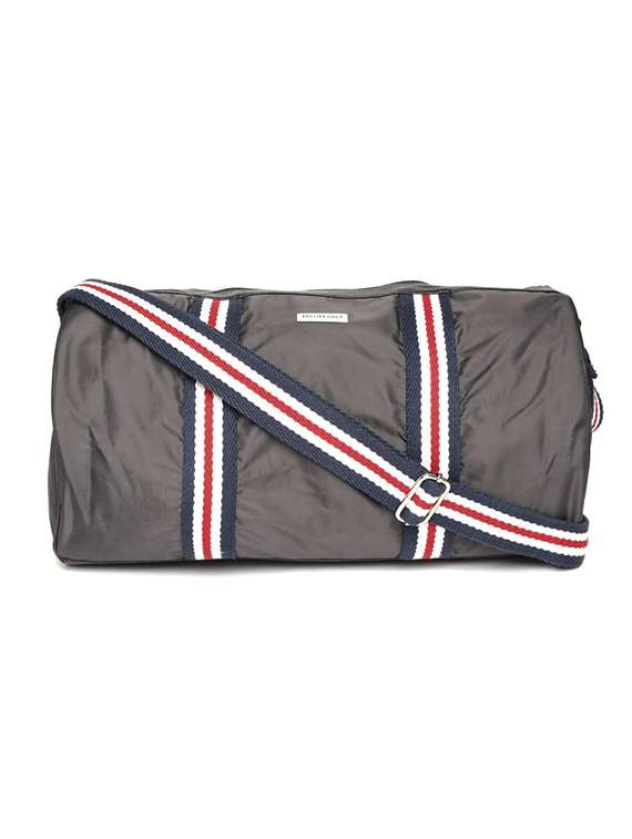 grey canvas dufflebag