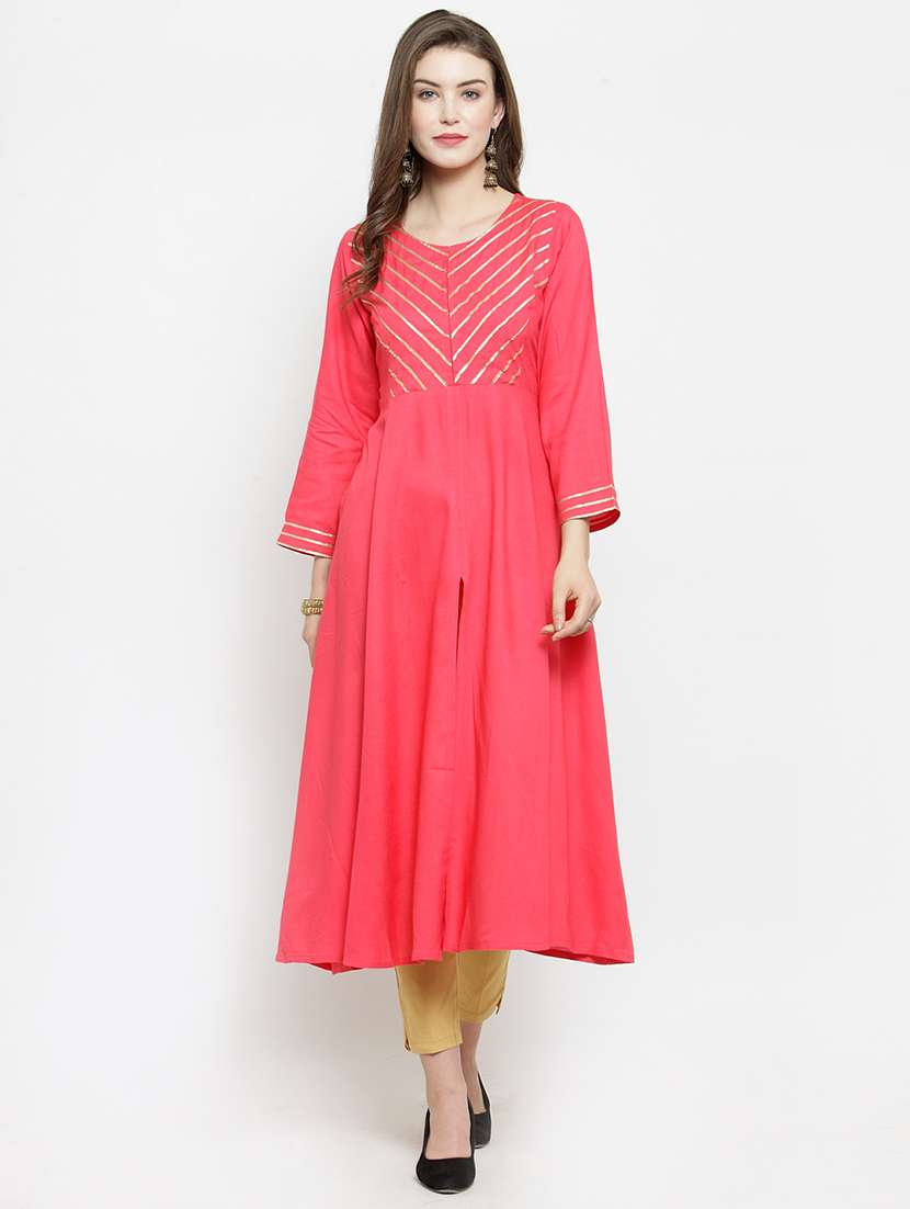 gota lace flared kurta