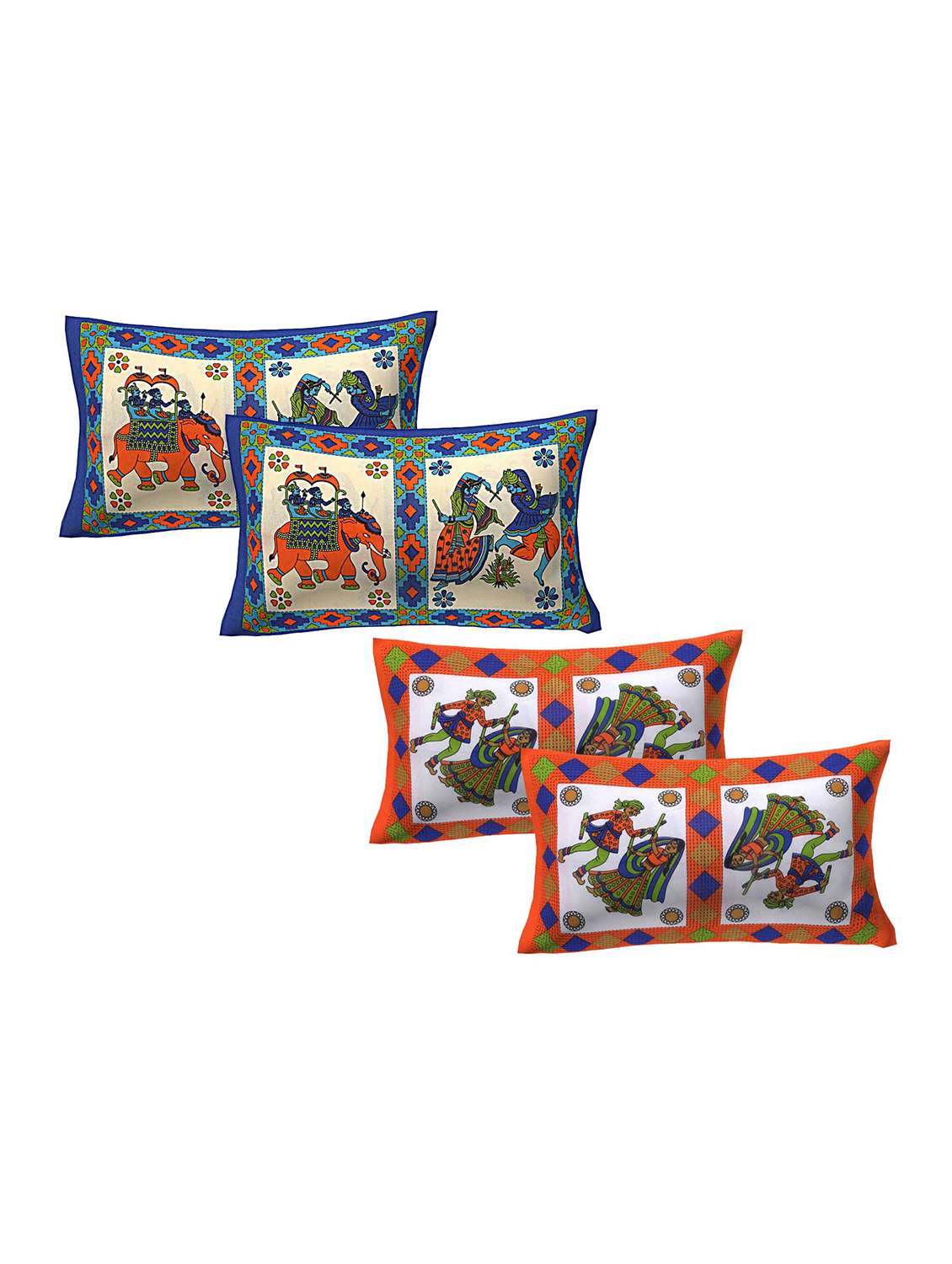 cotton multicolor pillow covers 2 sets (4 pieces)-17"x27"