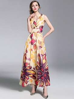 graphic print maxi dress