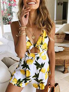 tie front tropical romper