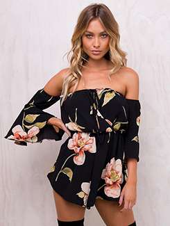 off shoulder floral romper