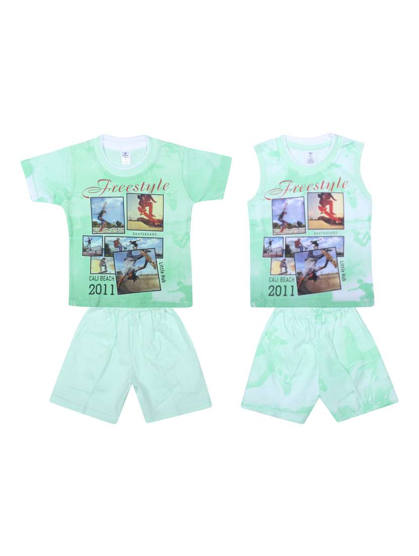 green cotton twin set