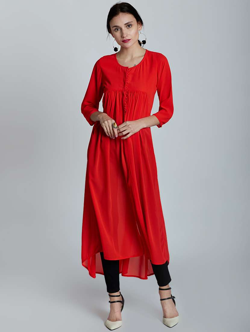 solid high slit kurta