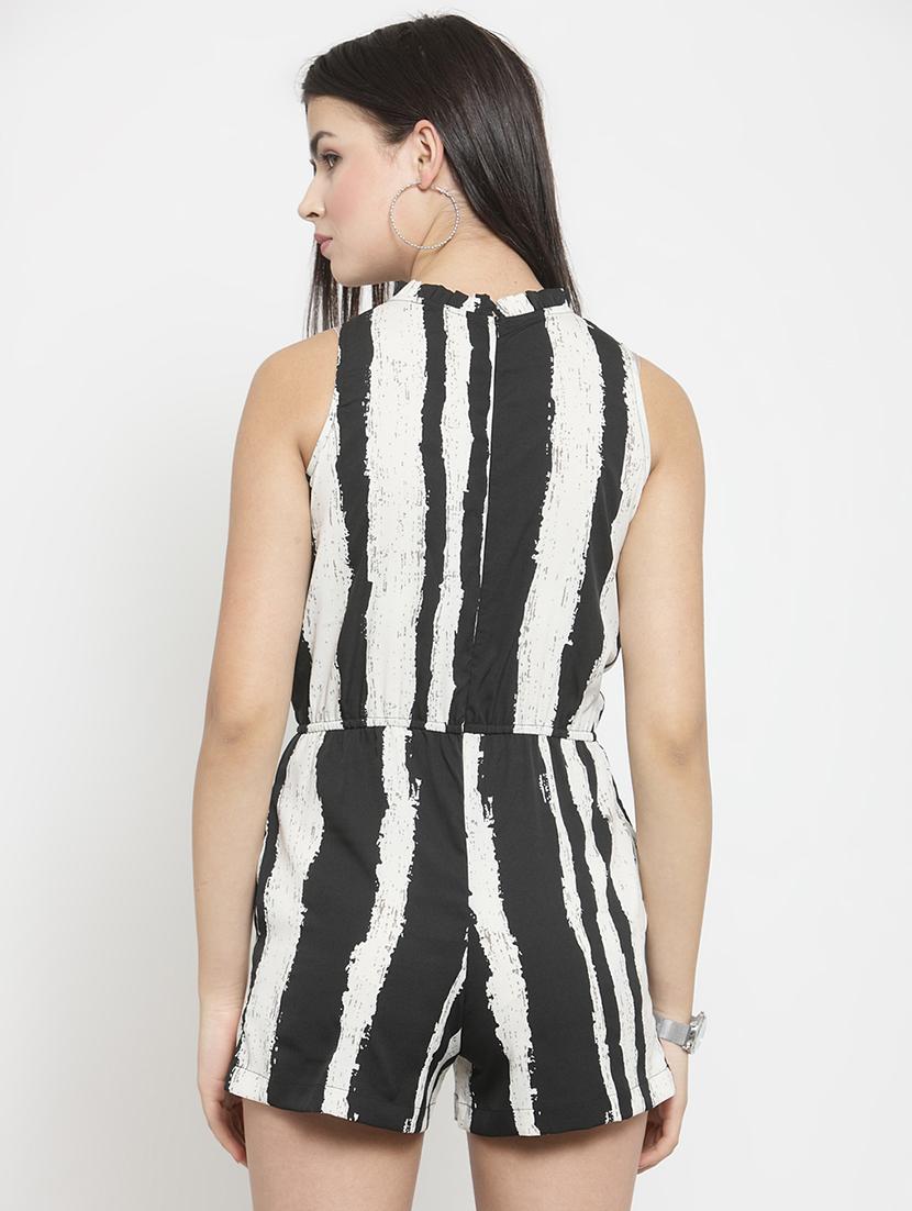 frill trim striped romper - 16201017 - Standard Image - 2
