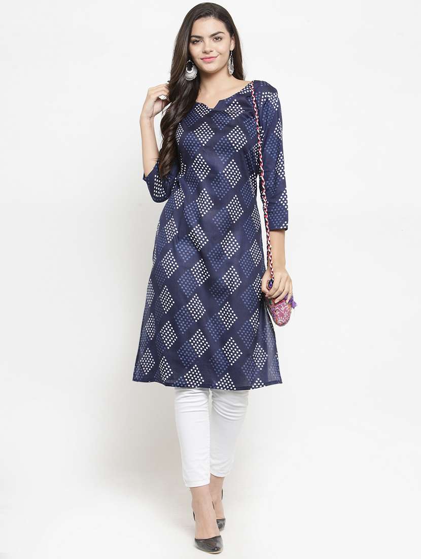 polka dots printed straight kurta