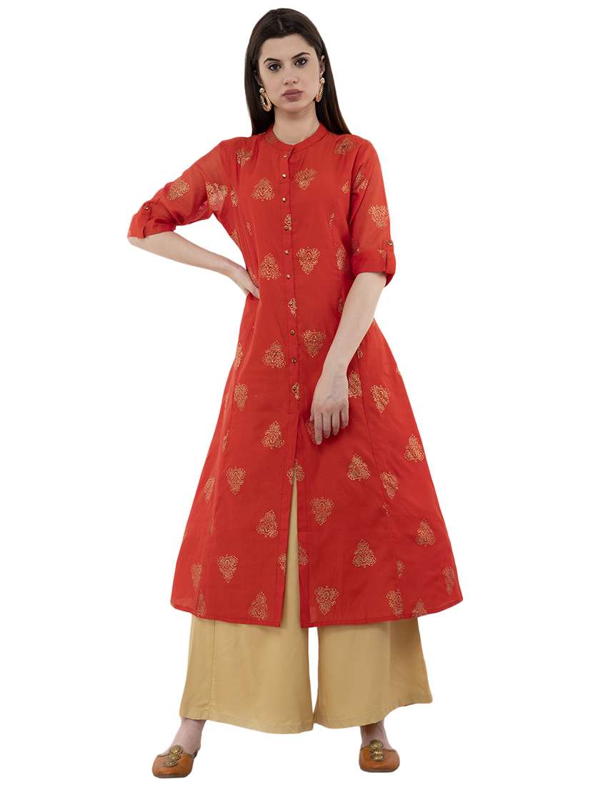 foil printed a-line kurta