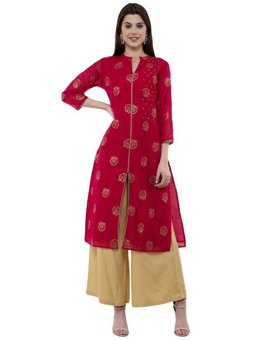 foil printed straight kurta