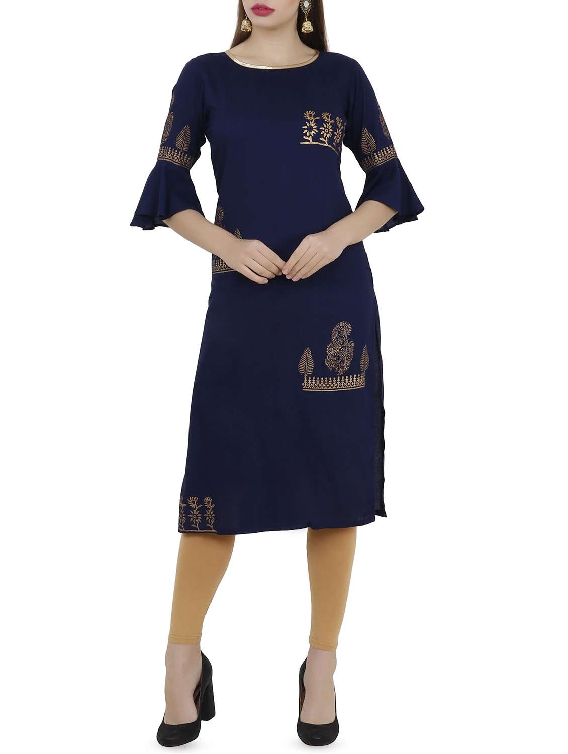 foil printed straight kurta