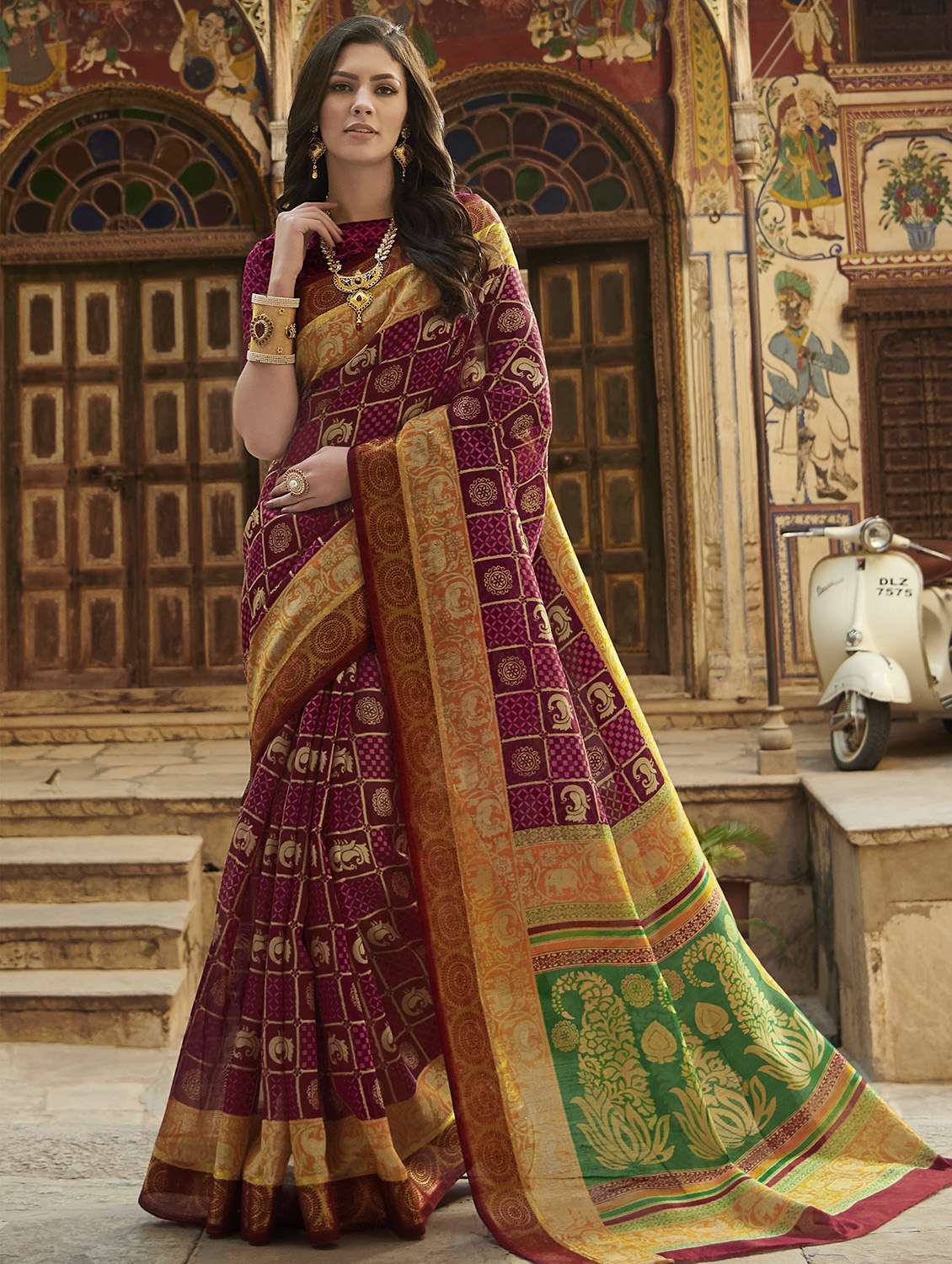conversational printed saree with blouse