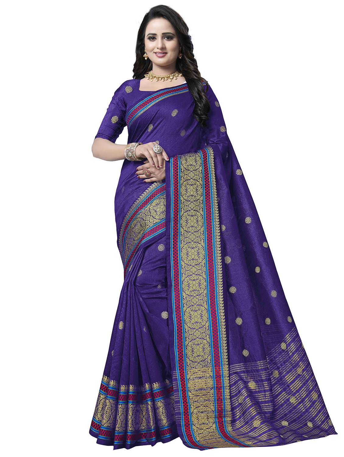 floral zari motif banarasi saree with blouse