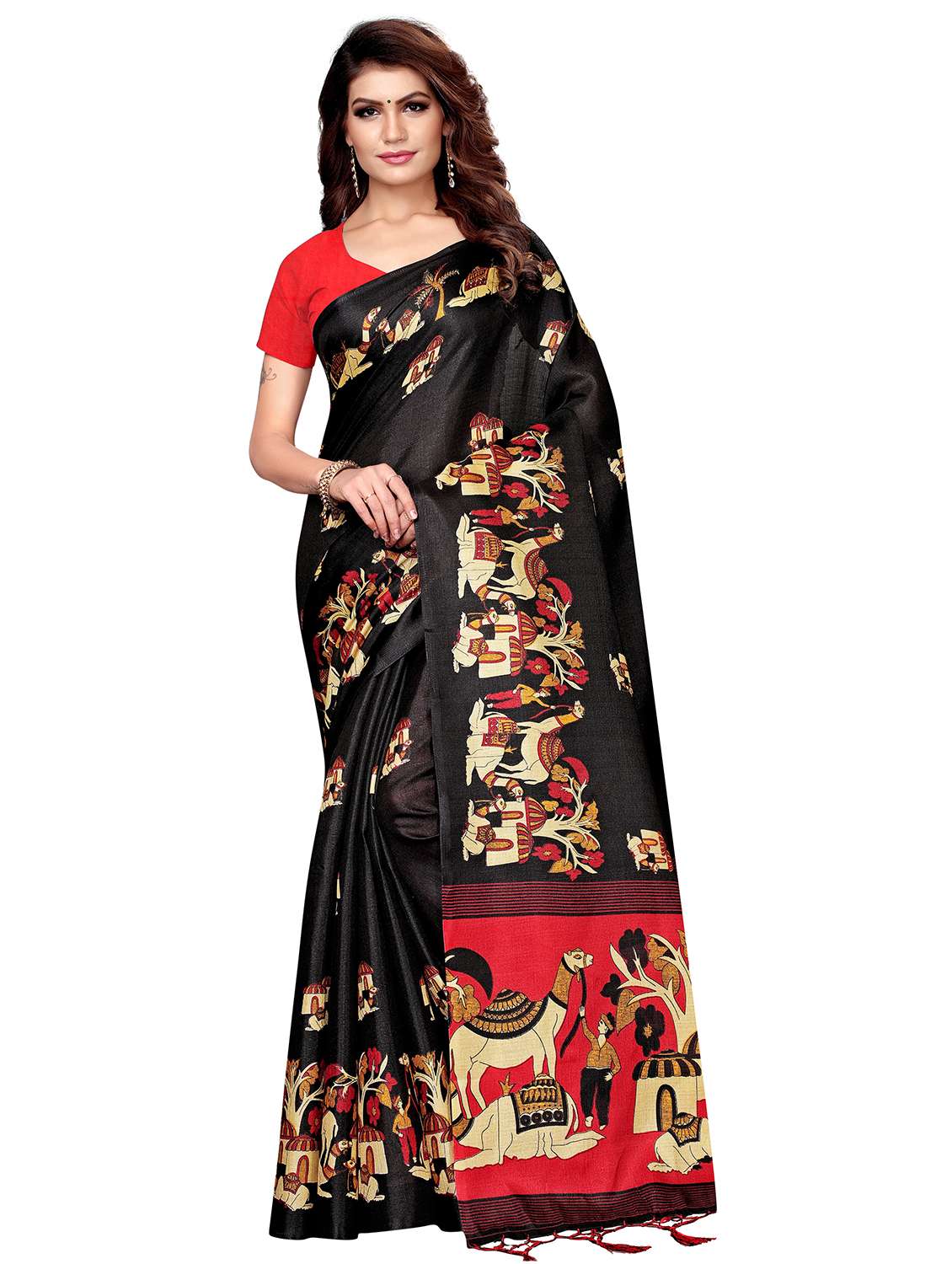 kalamkari printed saree with blouse