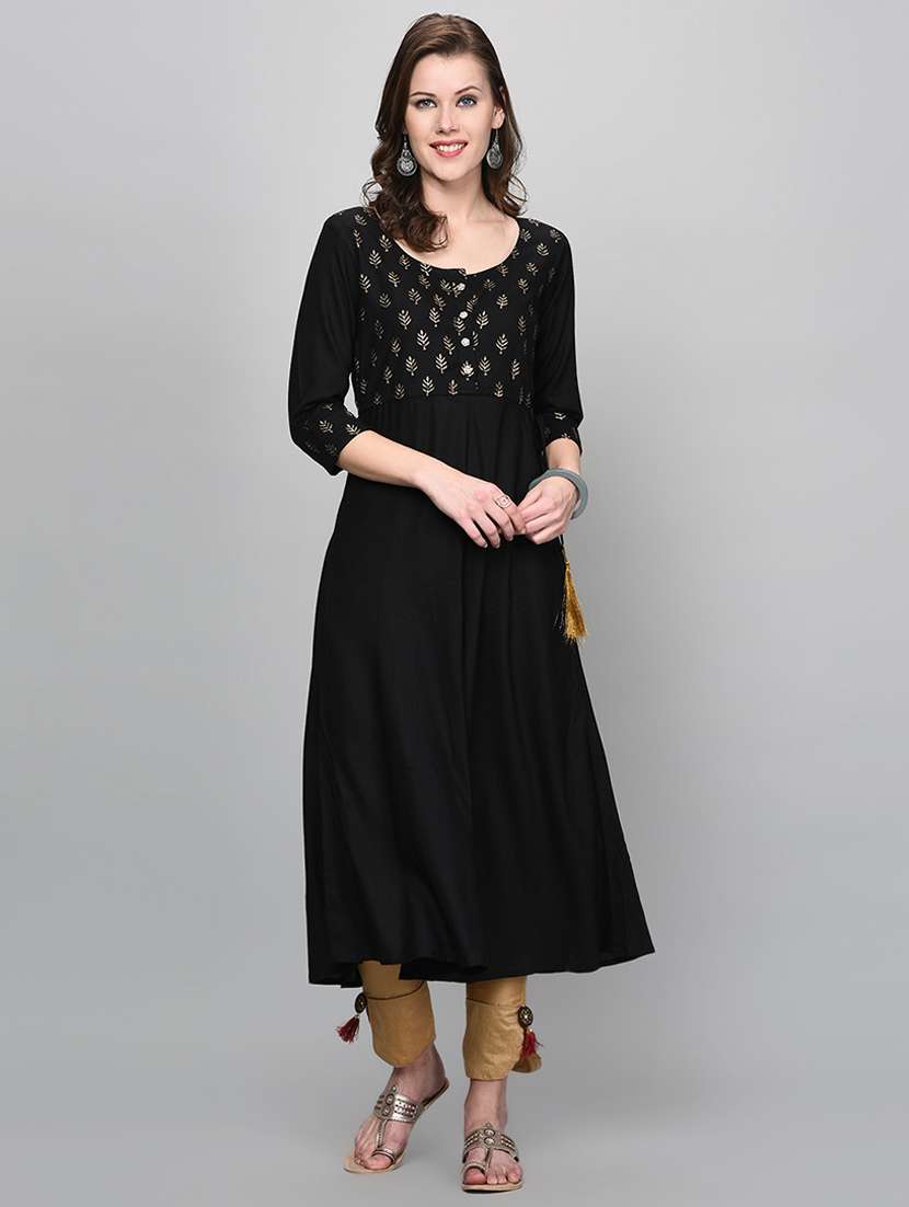 block printed flared kurta