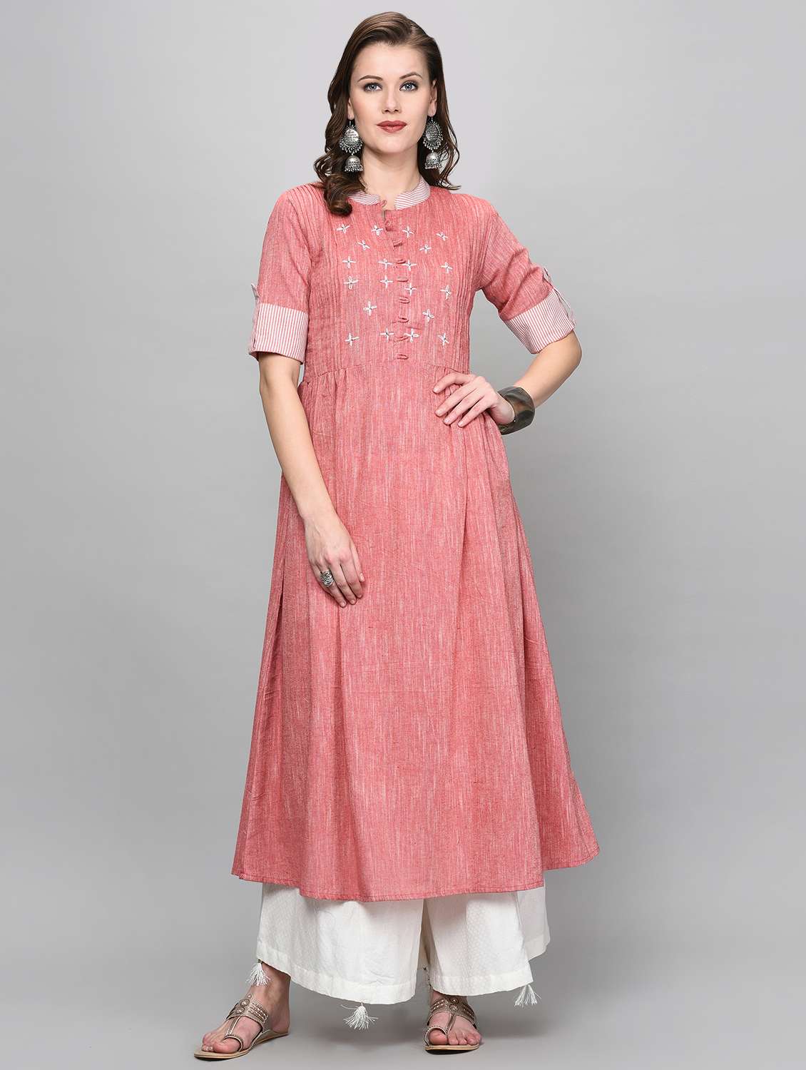 embroidered flared kurta