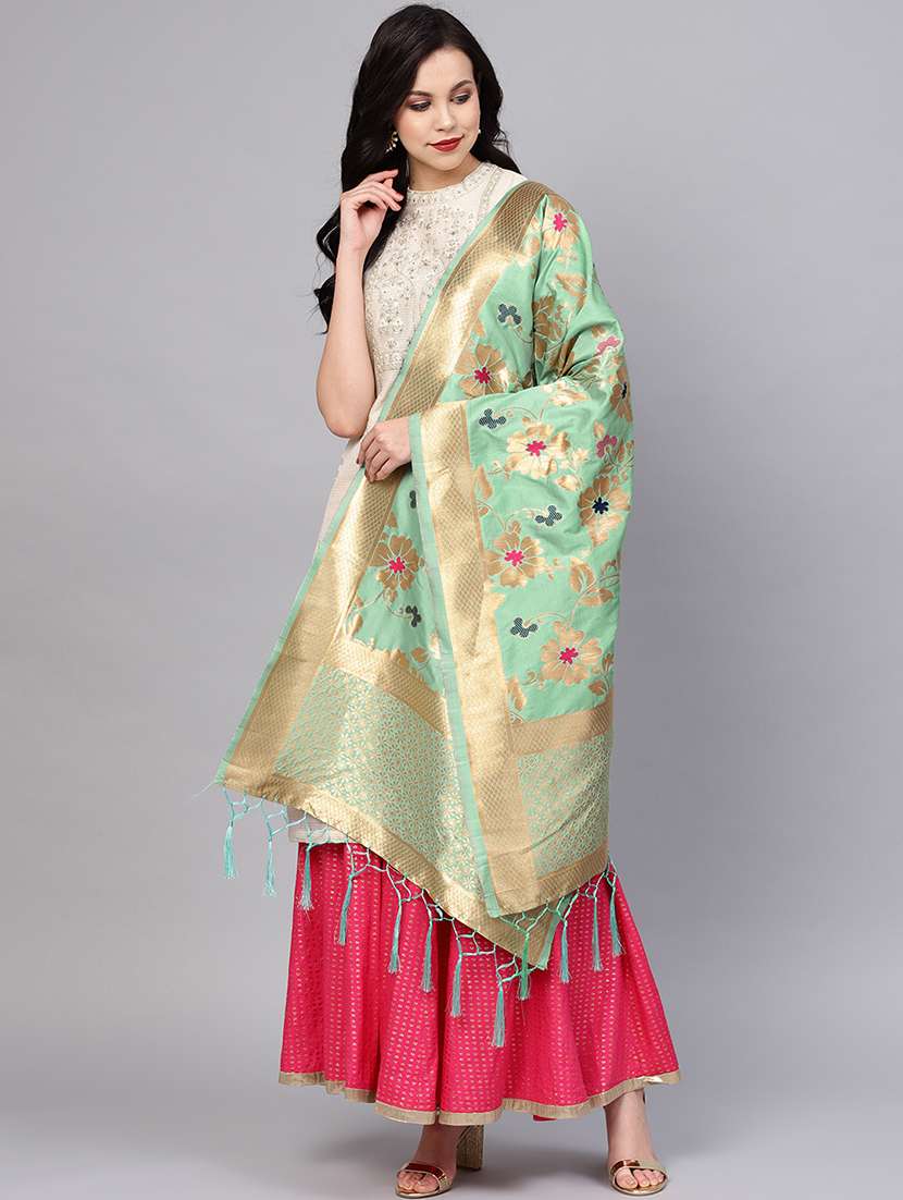 floral zari motifs banarasi dupatta