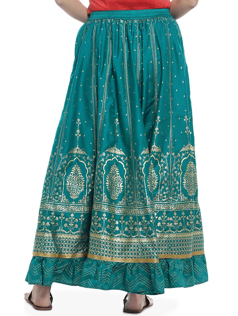 foil printed flared skirt - 16215207 - Standard Image - 2