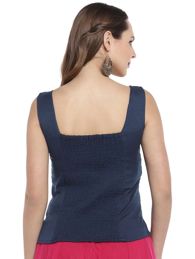 embroidery solid blouse - 16215330 - Standard Image - 2