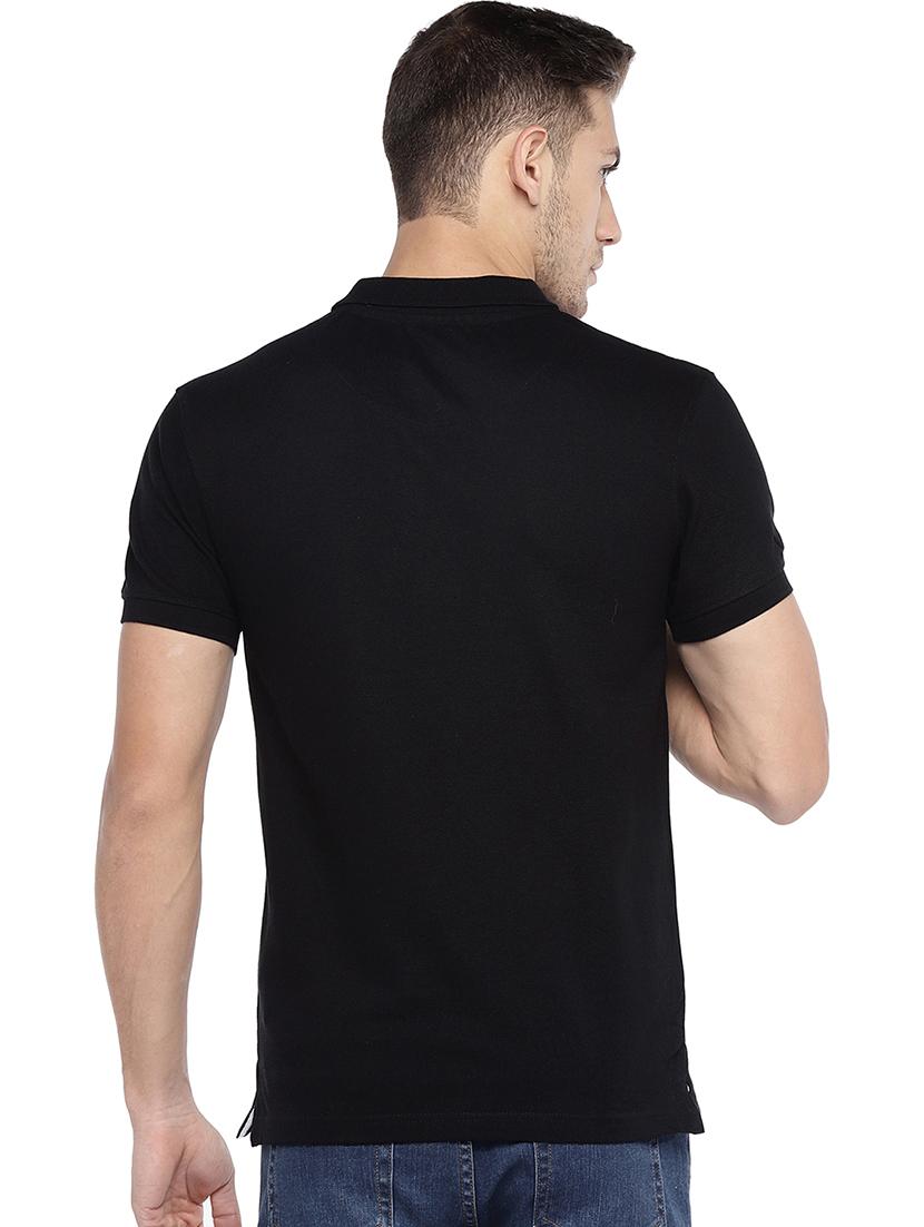 black solid polo t-shirt - 16215492 - Standard Image - 2