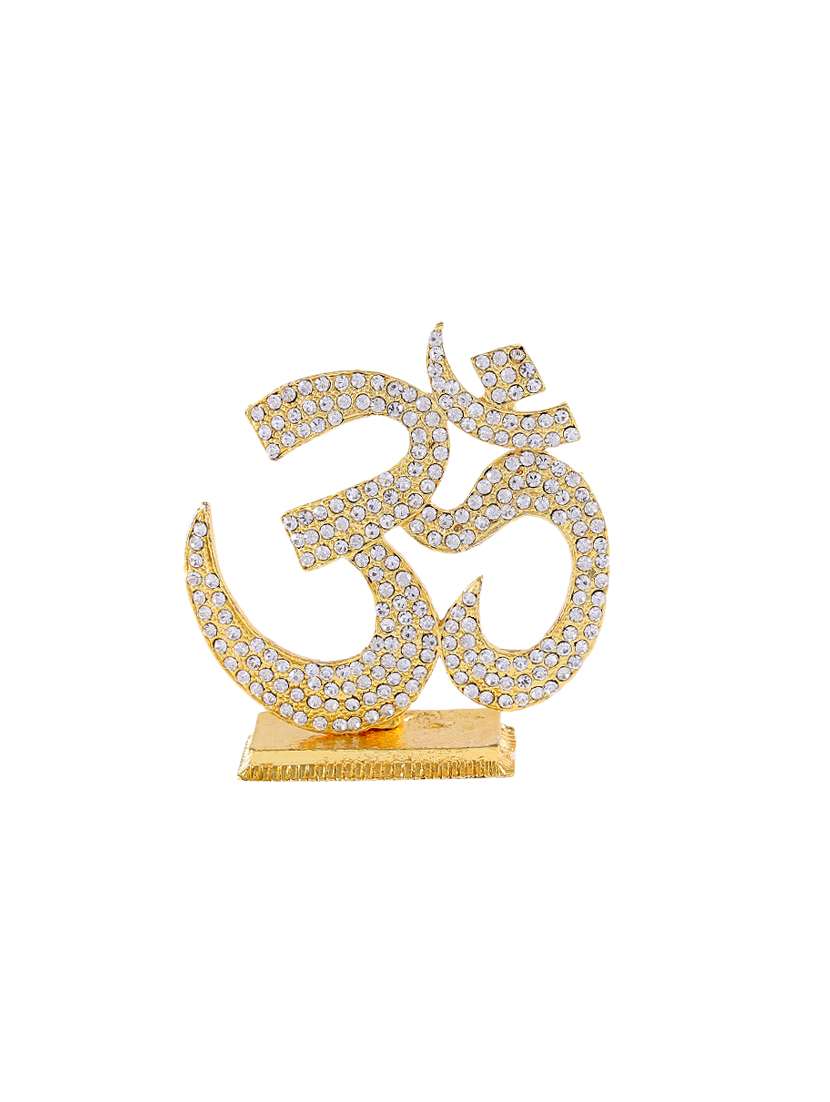 gold plated om symbol car dashboard god idol statue hindu figurine showpiece and home decor gift .