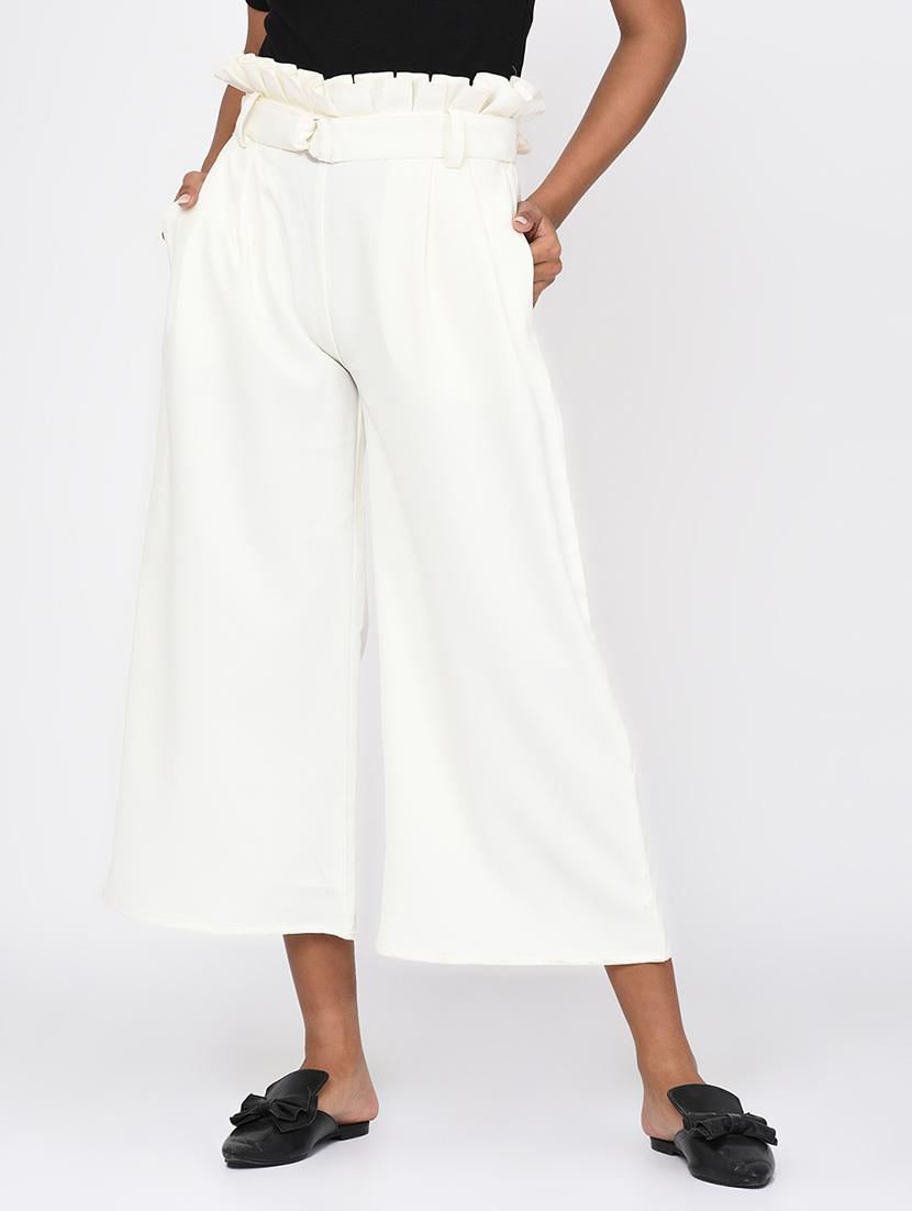 women solid color pleated culottes  - 16217799 -  Zoom Image - 0