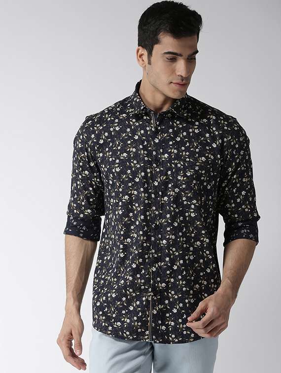 black floral printed casual shirt
