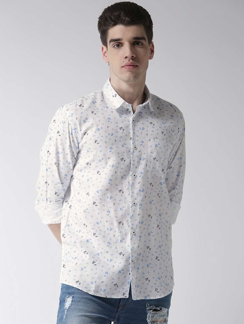 white printed casual shirt