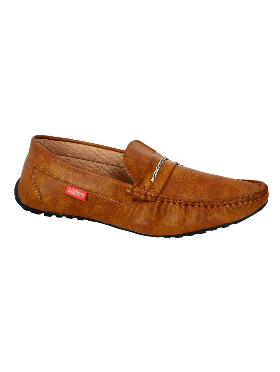 tan leatherette slip on loafer