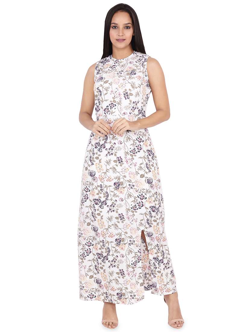 high slit floral maxi dress