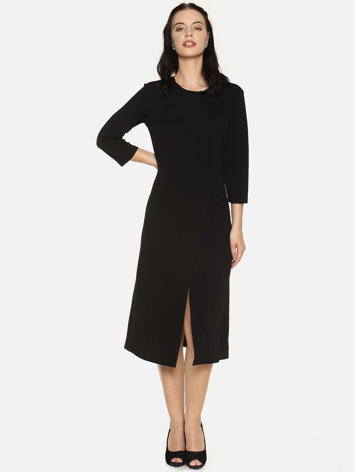 front overlap a-line dress