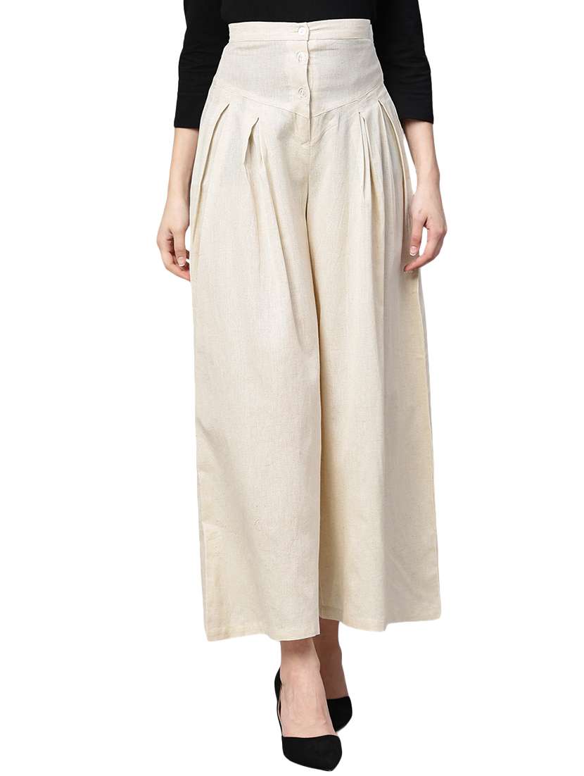 high rise pleated palazzo