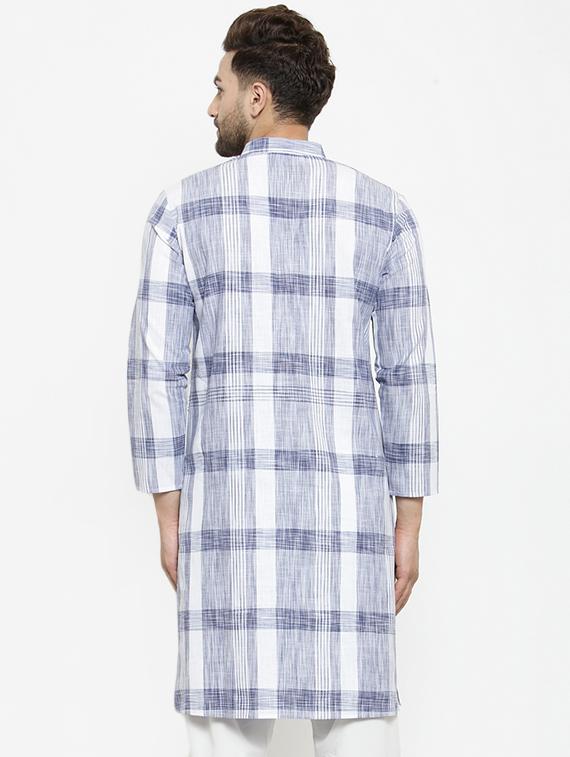 blue checkered long kurta - 16226437 - Standard Image - 2