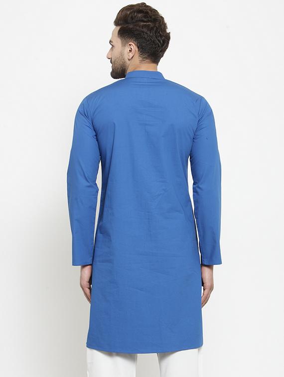 blue solid long kurta - 16226440 - Standard Image - 2