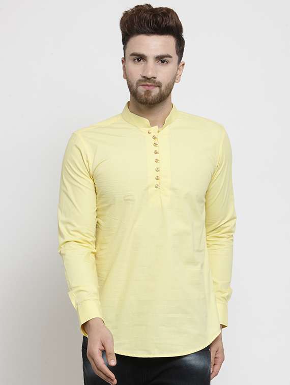 yellow solid short kurta