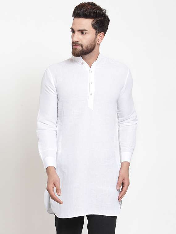white solid long kurta