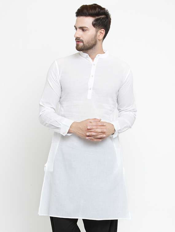 white solid long kurta