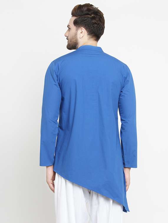 blue solid asymmetric kurta - 16226459 - Standard Image - 2
