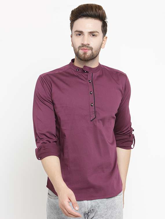 purple solid short kurta