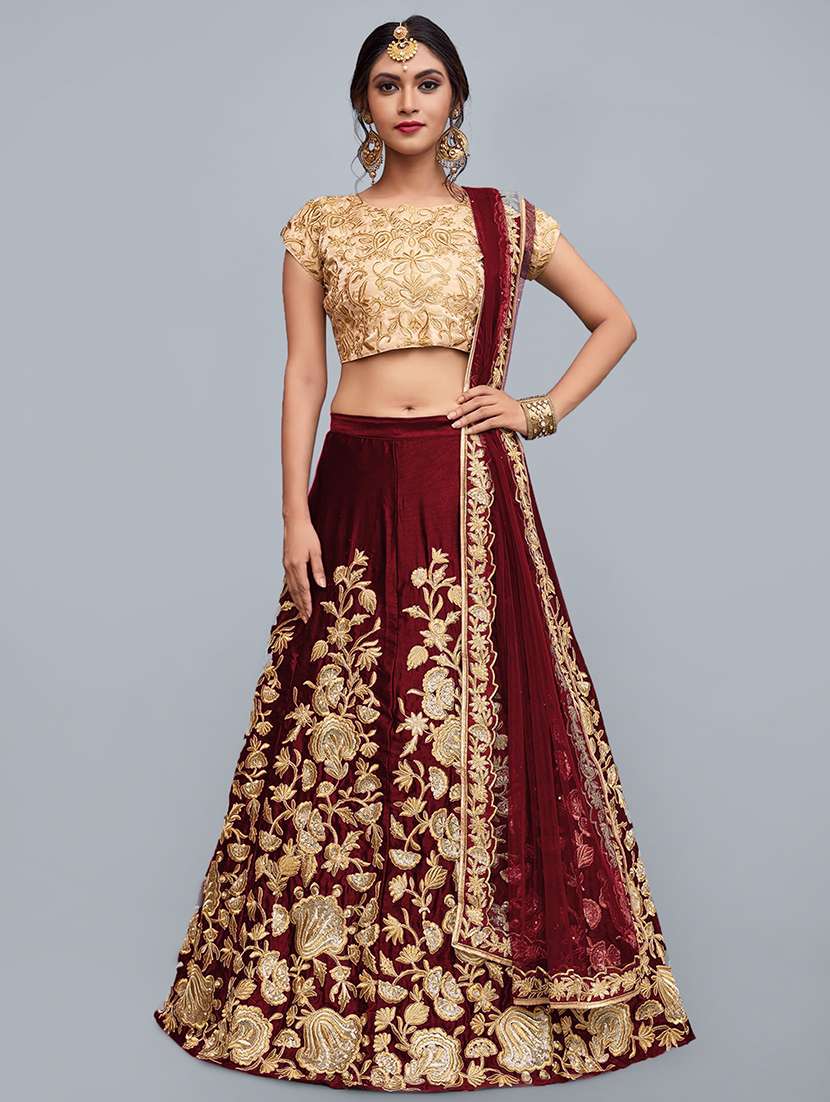 floral embroidered a-line lehenga