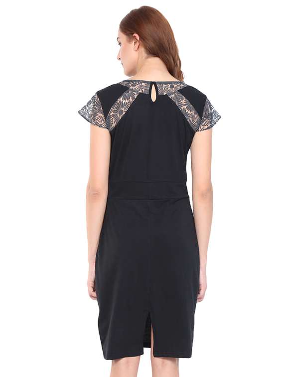 keyhole back mesh paneled sheath dress - 16227109 -  Standard Image - 2