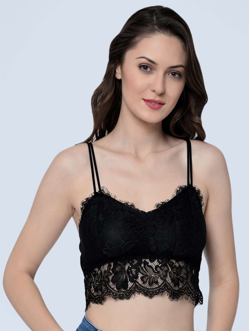 eyelash detail floral laced bralette