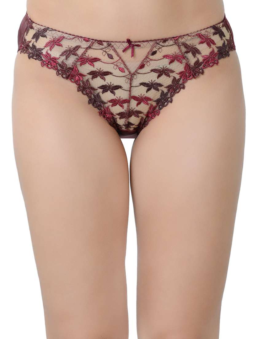 bow patch embroidered mesh panty
