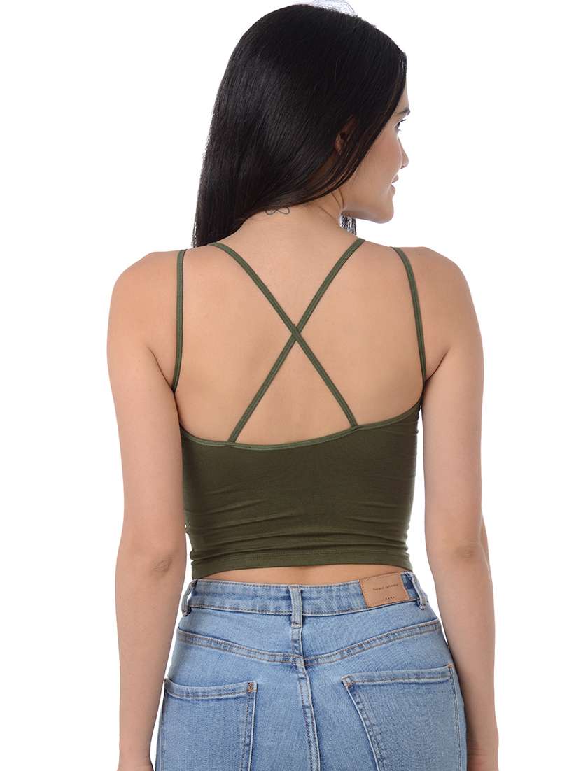 criss cross back solid camisole - 16227552 - Standard Image - 2