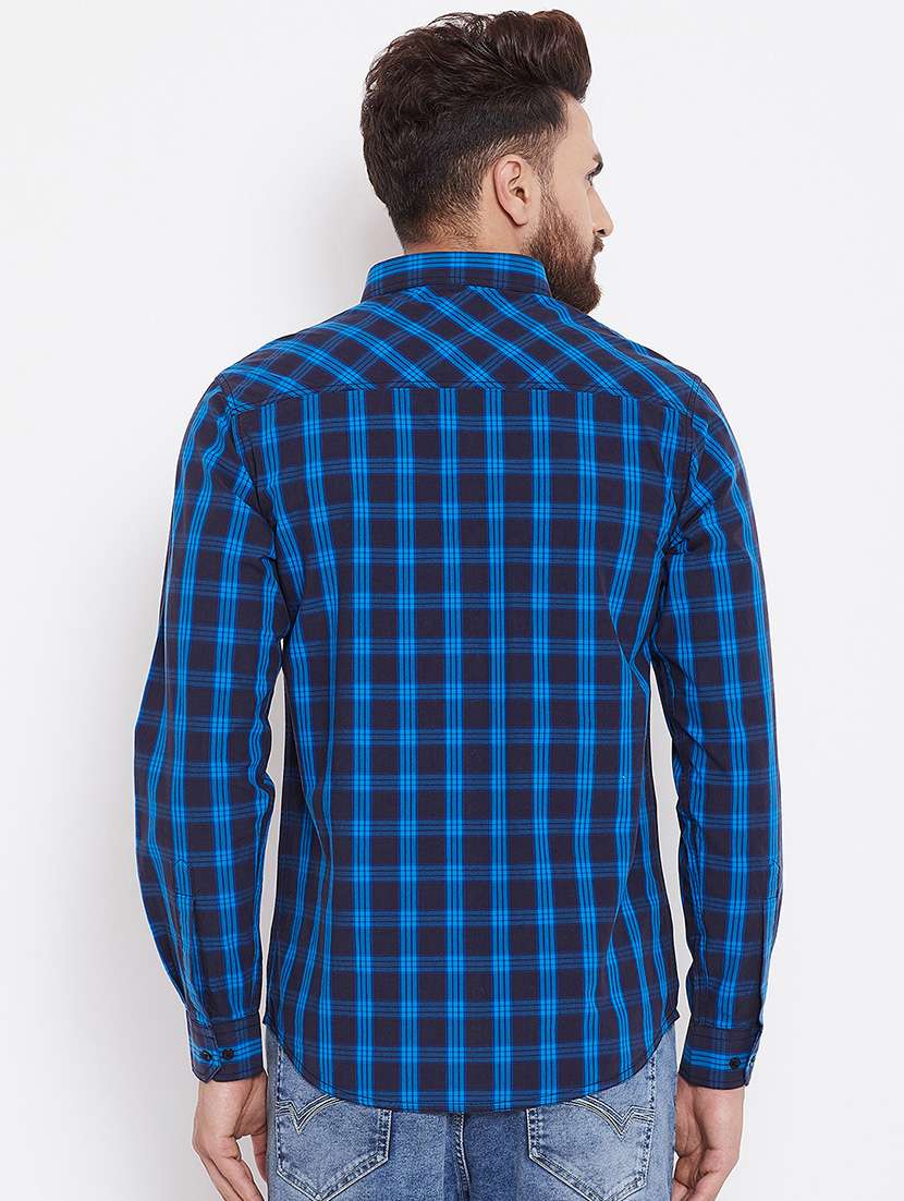 blue checkered casual shirt - 16229734 - Standard Image - 2