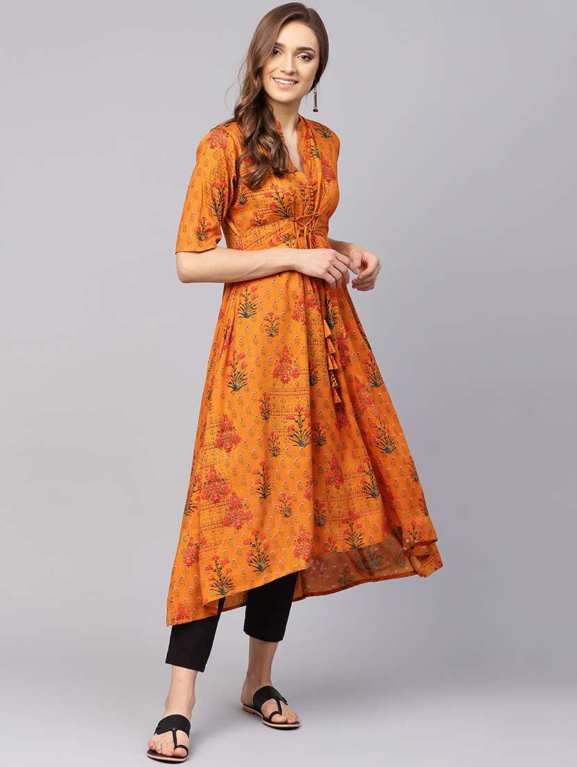 floral printed high-low kurta