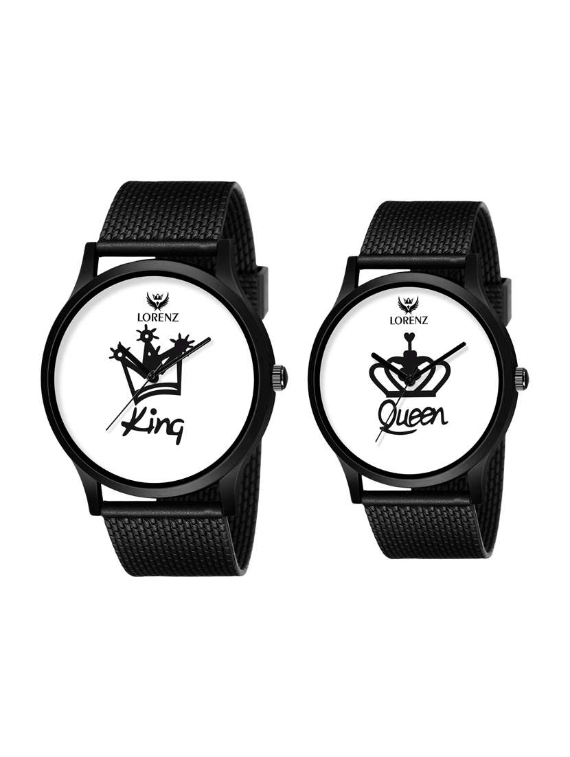 lorenz set of 2 round dial couple watch