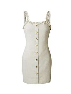 frill trim button up sheath dress