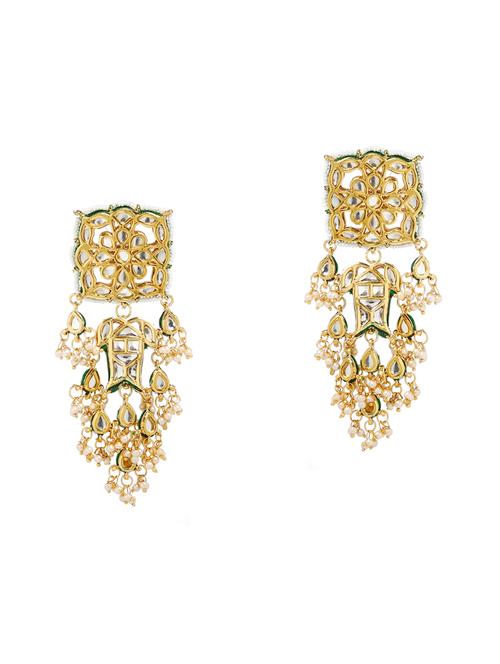 gold metal drop earring - 16235707 - Standard Image - 0